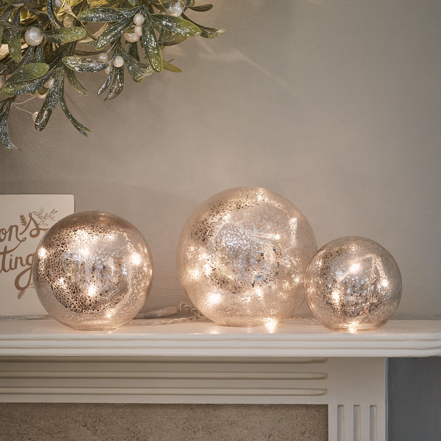 3 Mercury Glass Light Up Orbs With Remote Control Uk Uk