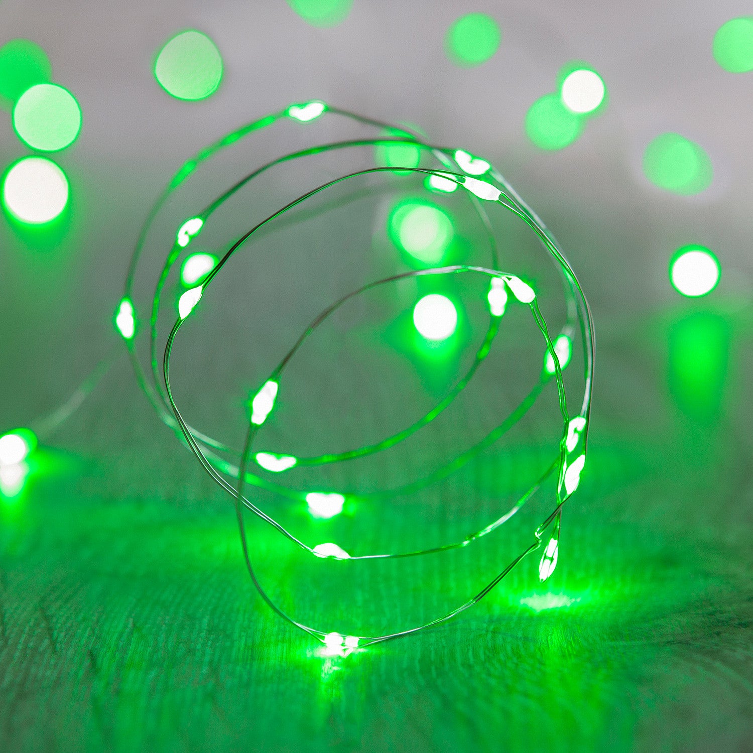 20 Green LED Micro Battery Fairy Lights Lights4fun