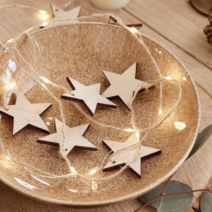 Wooden Star Fairy Lights