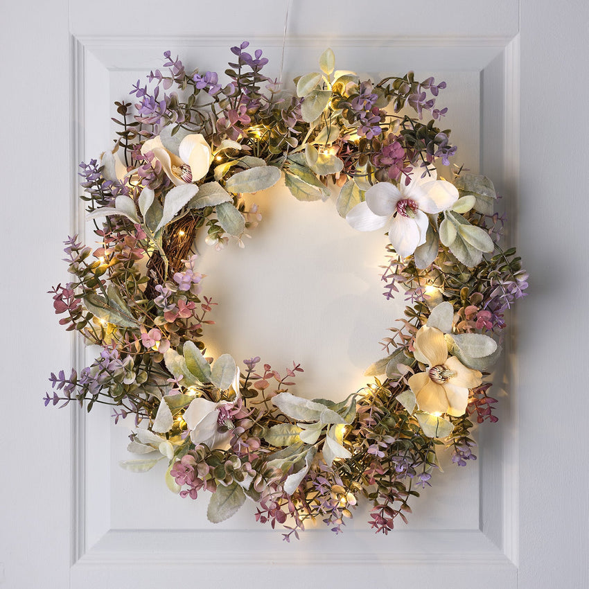 Eucalyptus spring wreath on wall