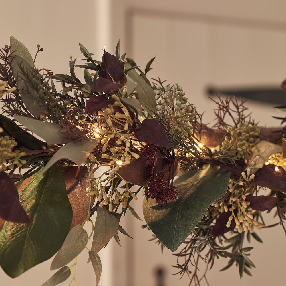 Pre Lit Autumn & Christmas Wreath & Garland