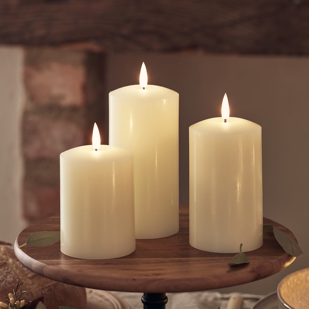 TruGlow® Ivory LED Pillar Candle Trio