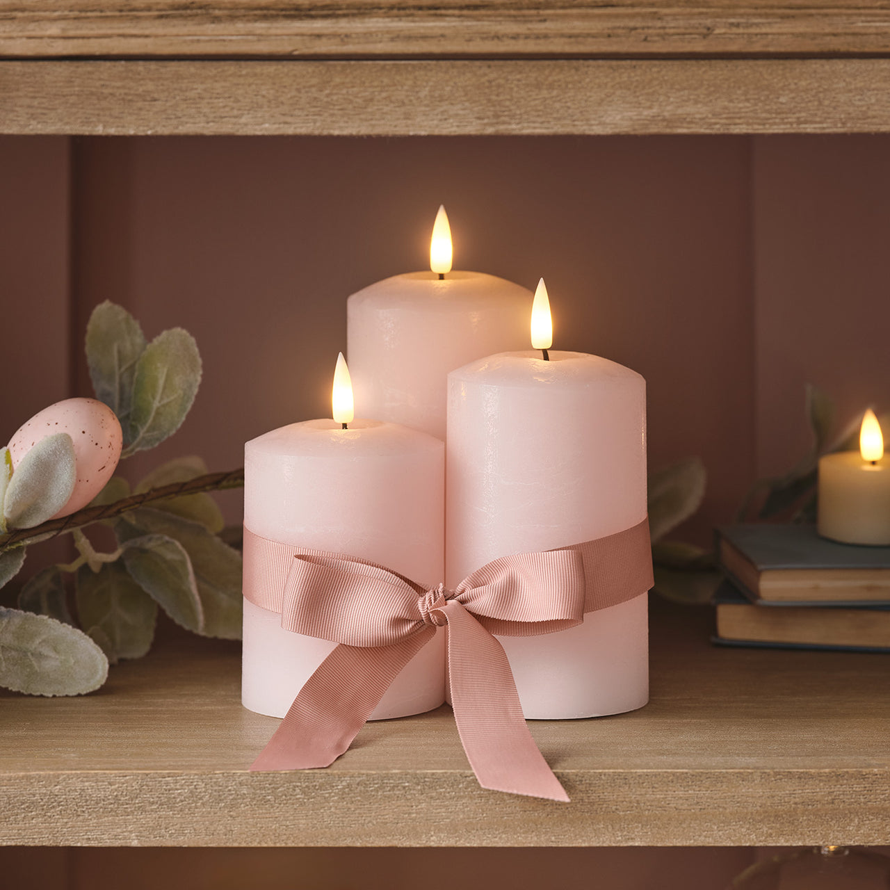 TruGlow® Pastel Pink LED Pillar Candle Trio with Remote Control