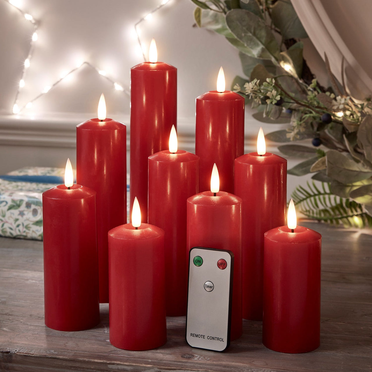 CA21033RC_9-TruGlow-Red-LED-Slim-Pillar-Candles-With-Remote-Control-Festive-Sideboard.jpg