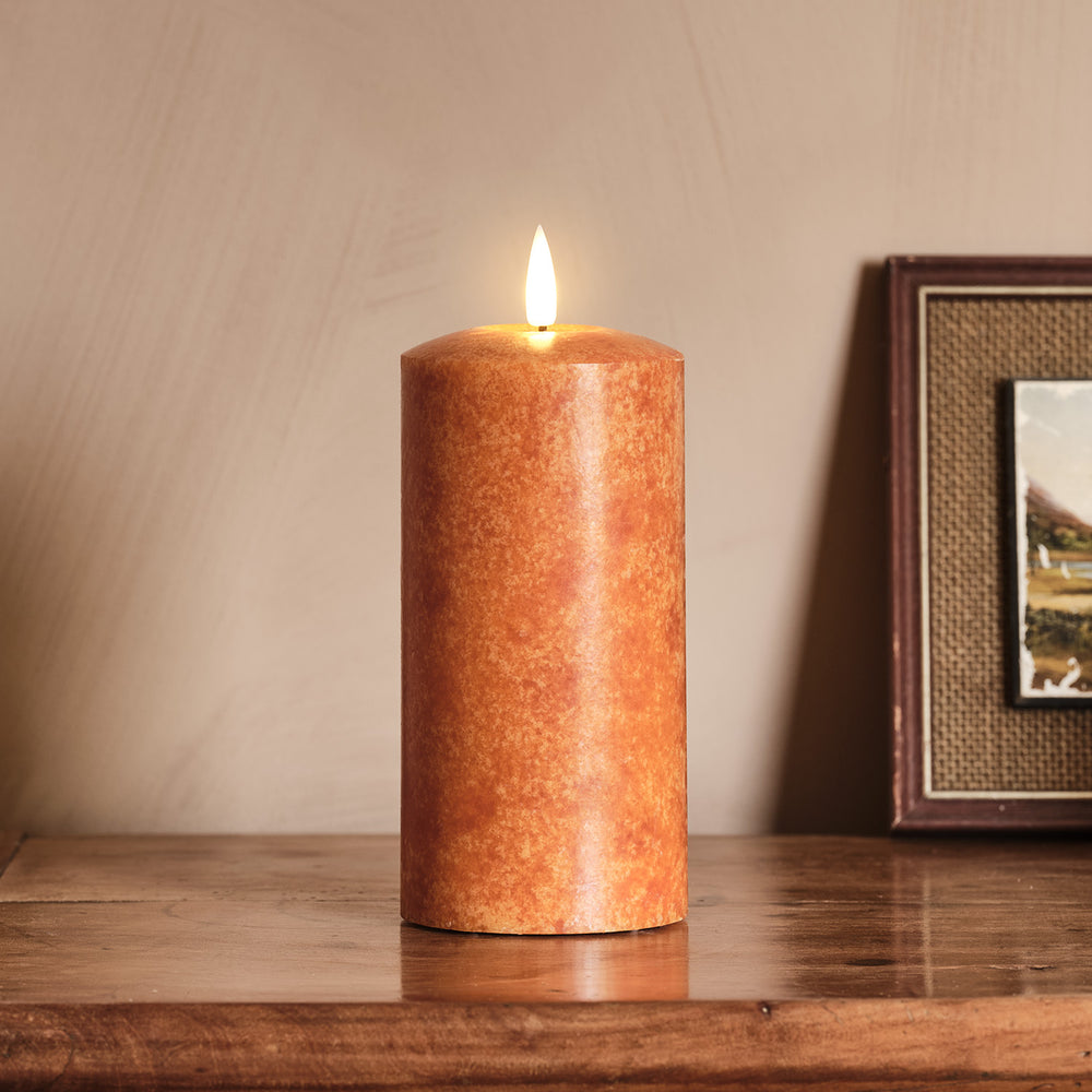 15cm TruGlow® Mottled Orange LED Pillar Candle