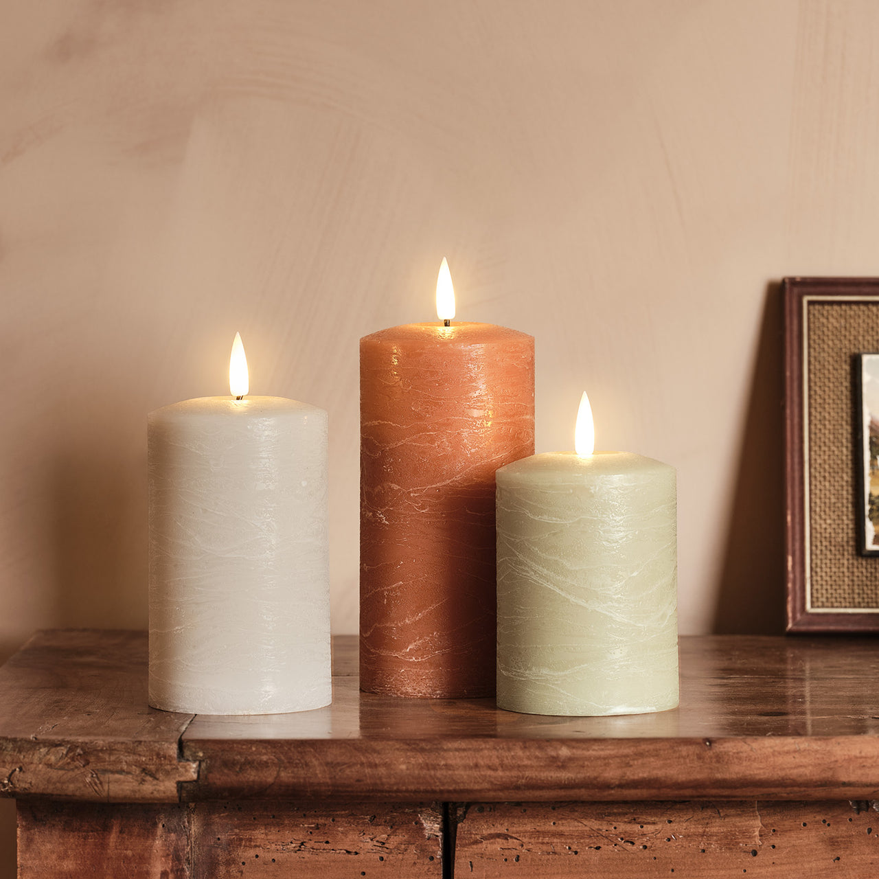 TruGlow® Autumnal LED Pillar Candle Trio