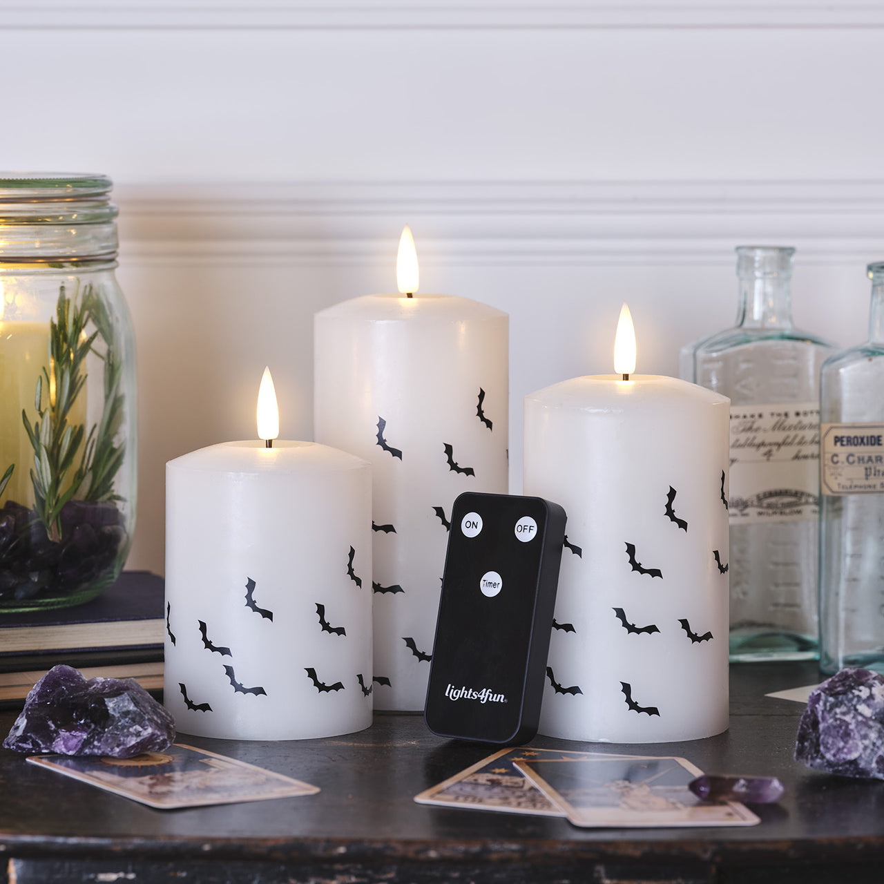 TruGlow® Bat Decal LED Pillar Candle Trio