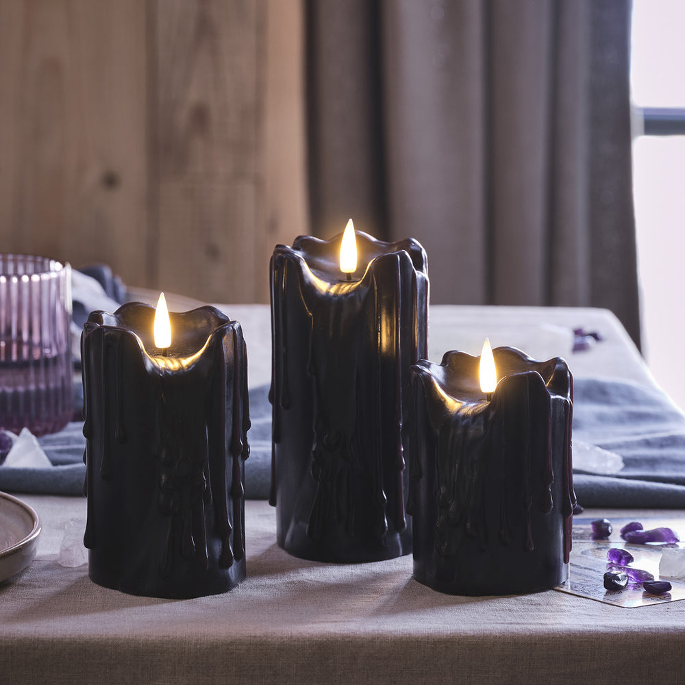 TruGlow® Black Dripping Wax LED Candle Trio