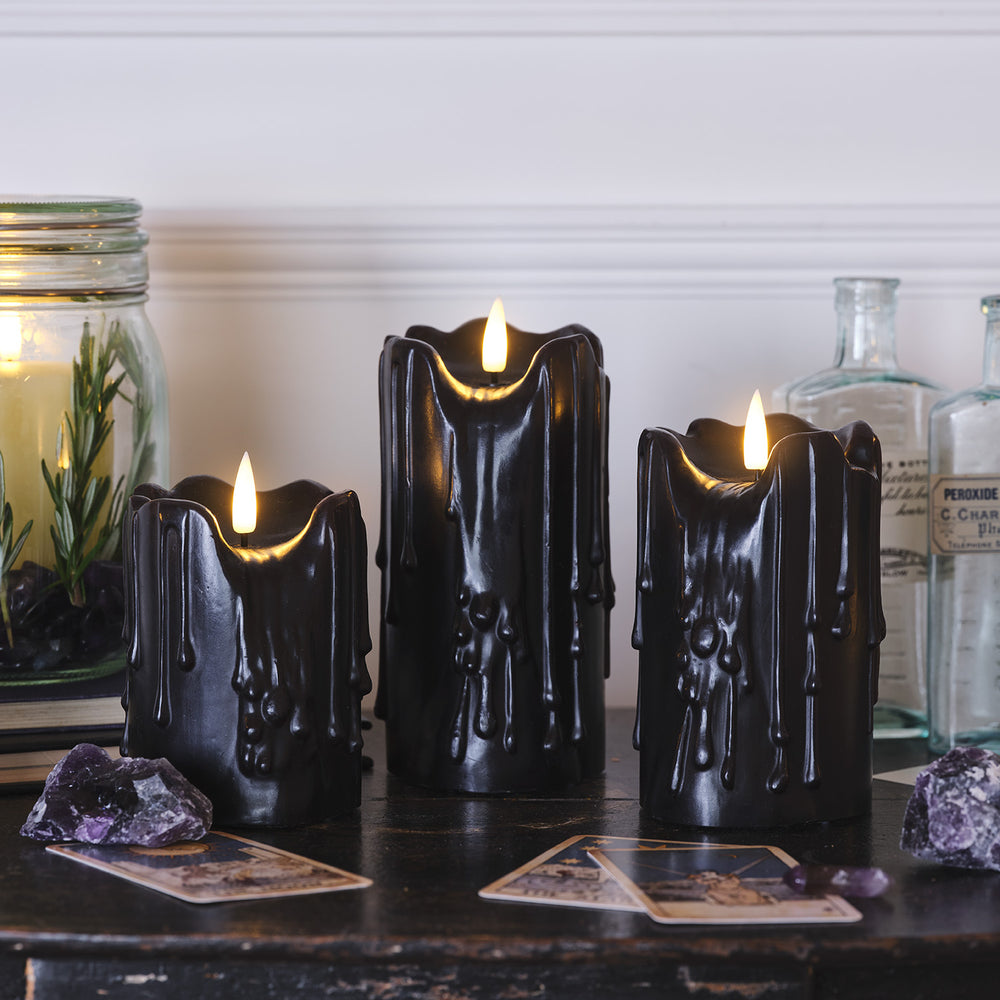 TruGlow® Black Dripping Wax LED Candle Trio