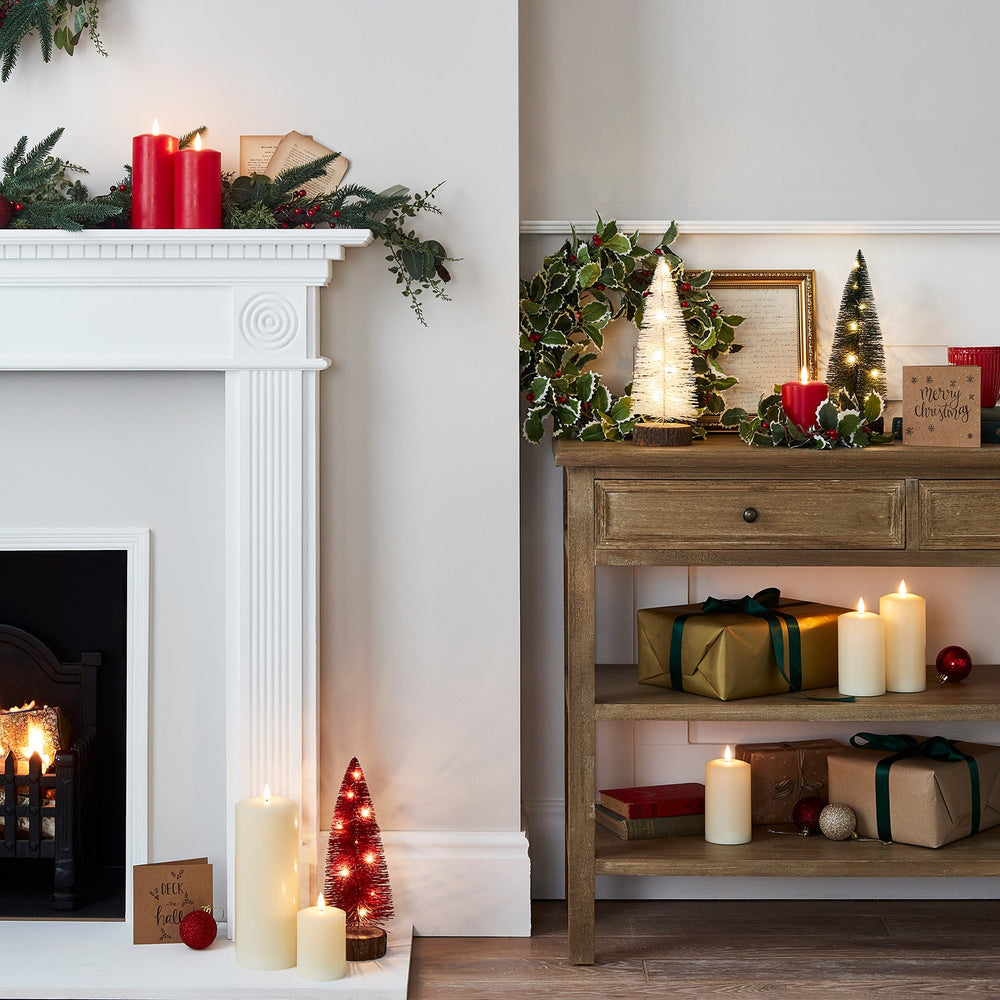 Christmas-Mantel-Bottle-Brush-Trees-Flameless-Candles.jpg