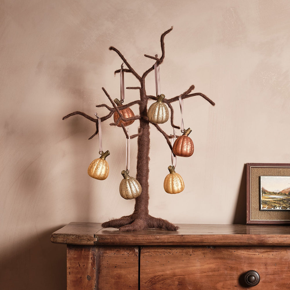 Felt Twig Tree & Hanging Glass Pumpkins Bundle