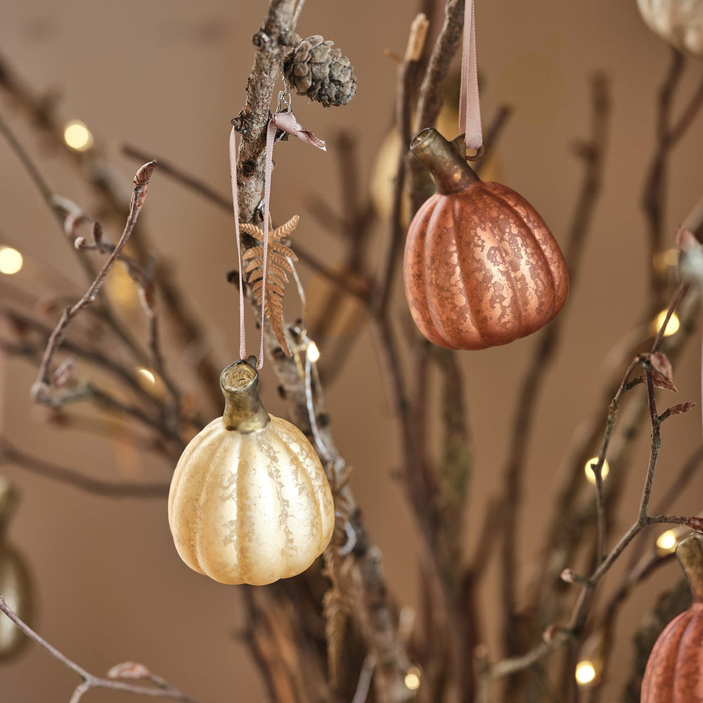 Felt Twig Tree & Hanging Glass Pumpkins Bundle