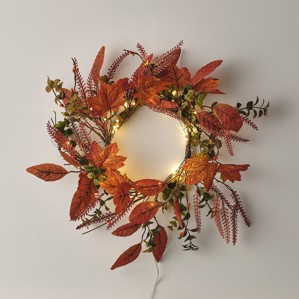 40cm Autumn Maple Leaf Wreath Micro Light Bundle