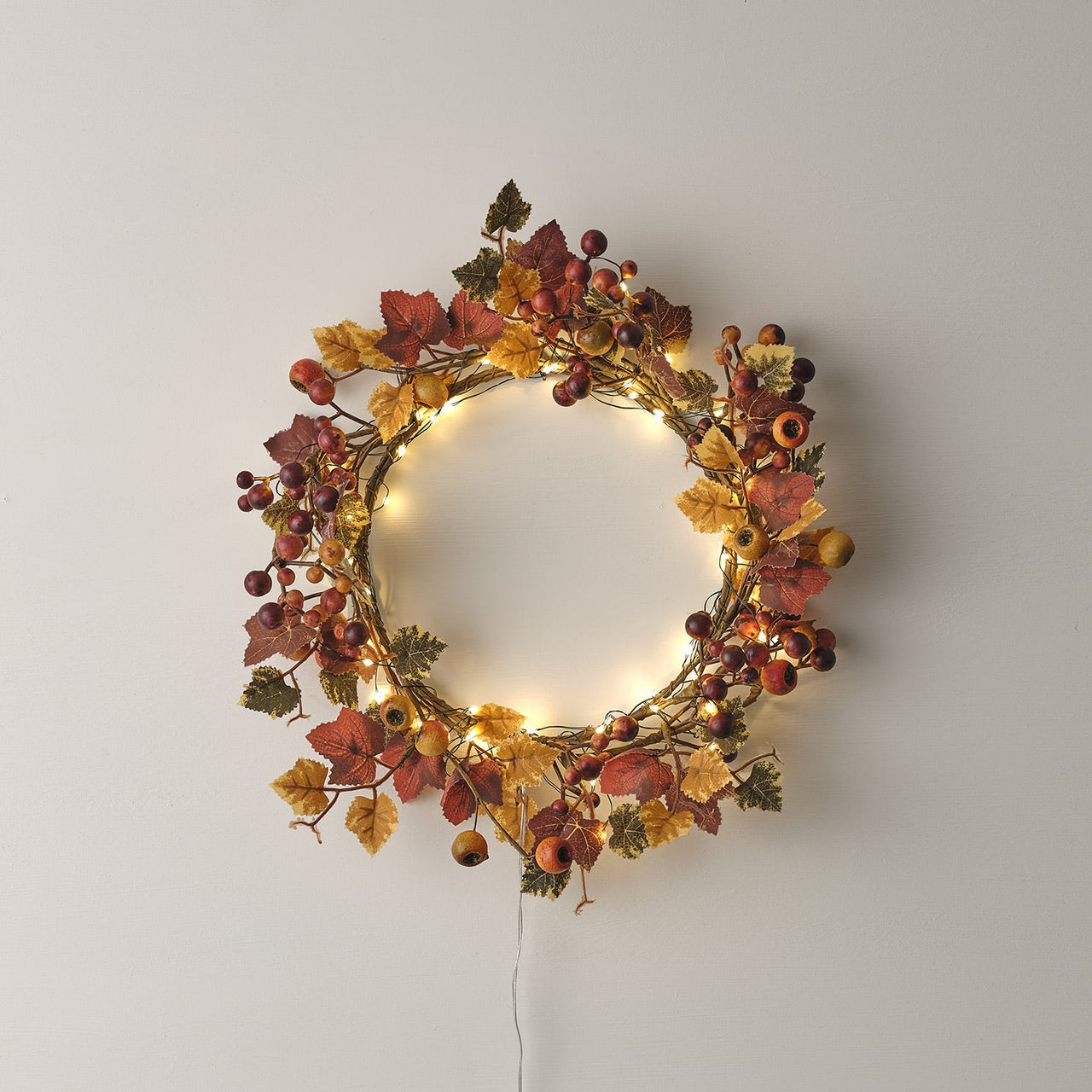 40cm Autumnal Berry Wreath Micro Light Bundle