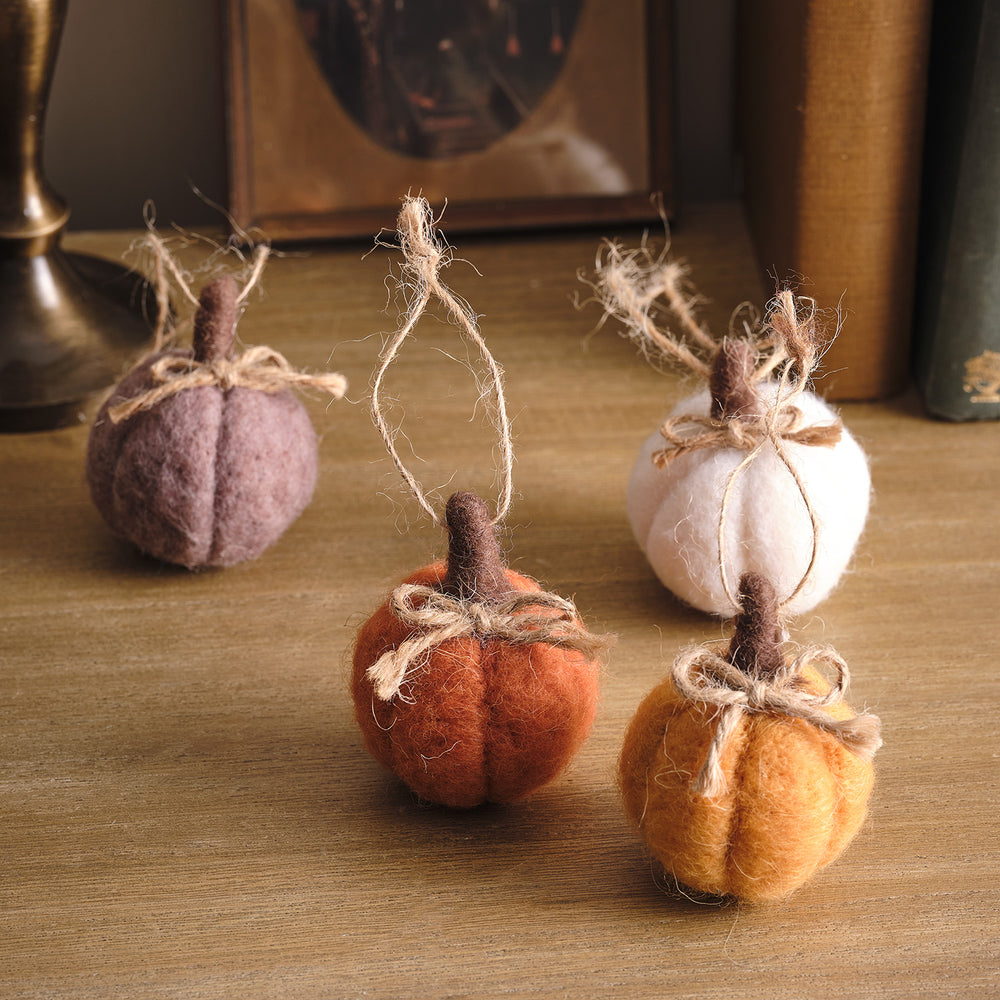 Set of 4 Felt Pumpkin Hanging Decorations