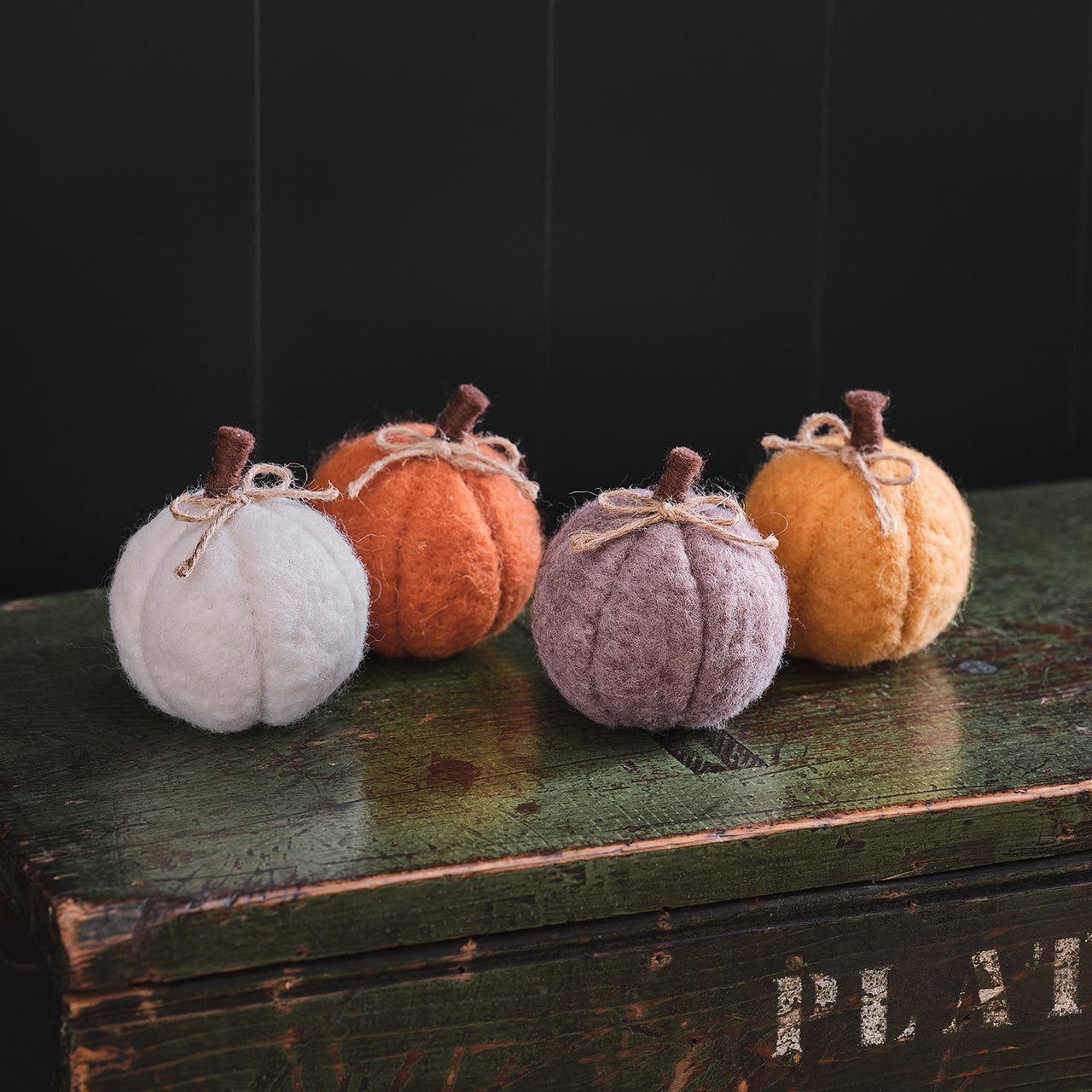 Set of 4 Felt Pumpkin Table Decorations