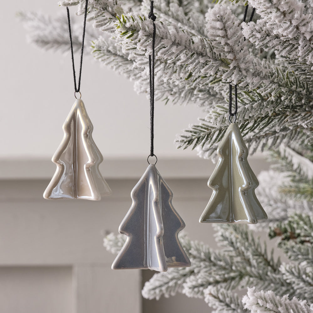 Ceramic Christmas Tree Hanging Decoration Trio