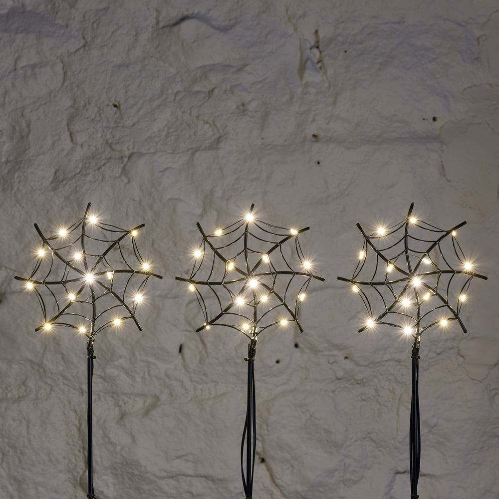 Set of 3 Spider Web LED Stake Lights