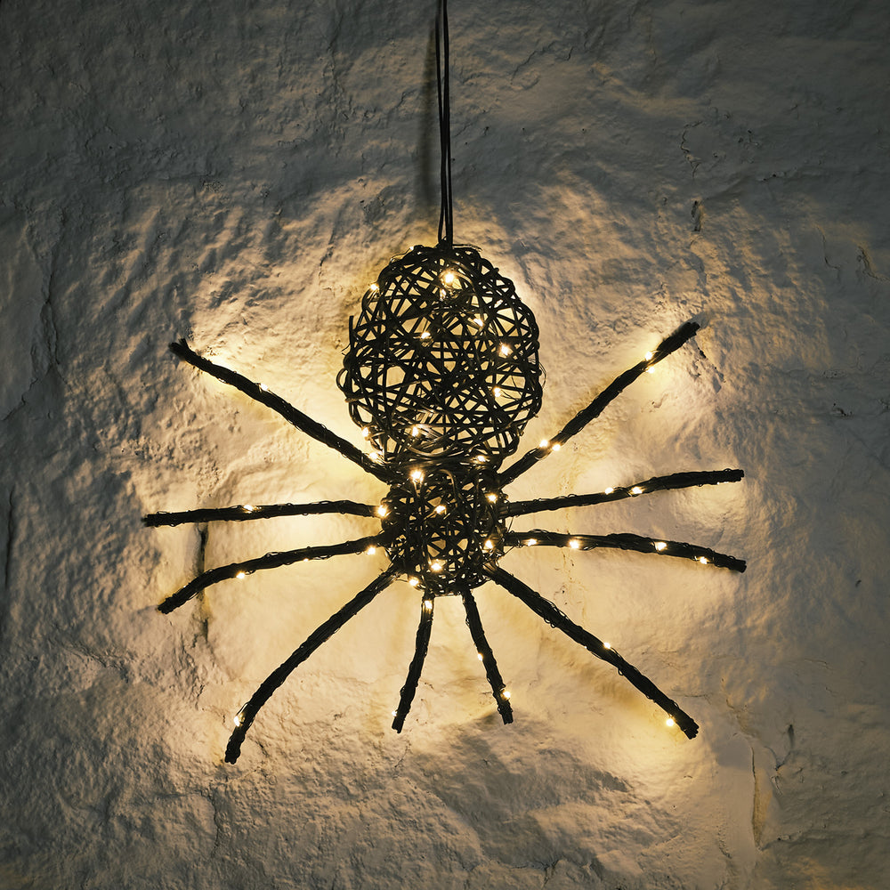 Rattan Black Spider Light Up Halloween Figure