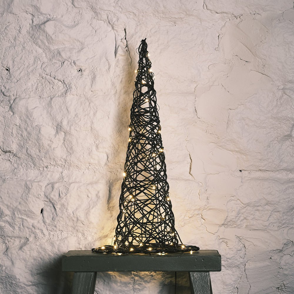 Rattan Black Witches' Hat Light Up Halloween Figure