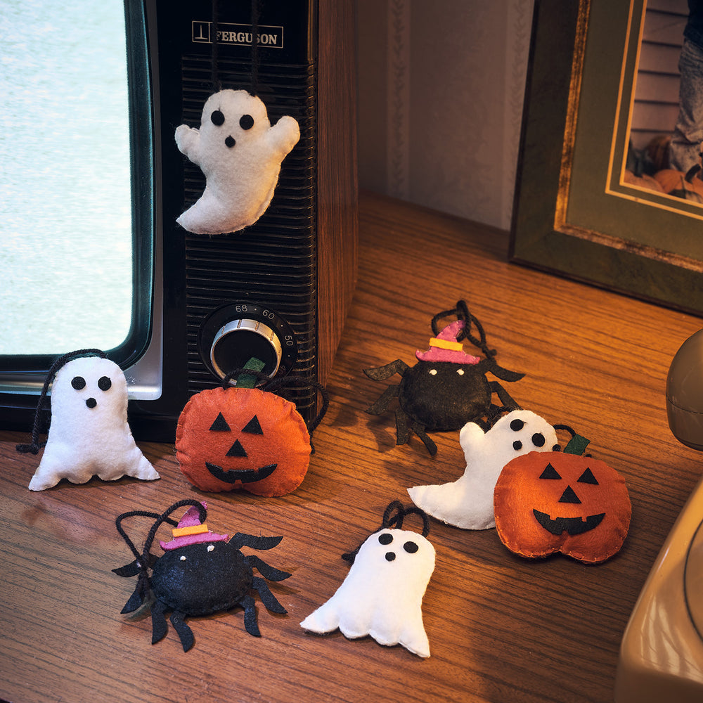 Set of 8 Felt Halloween Character Hanging Decorations