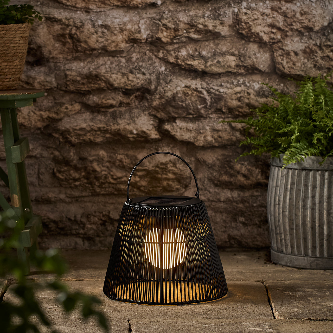 Black Wicker Pendant Light & Stand Bundle