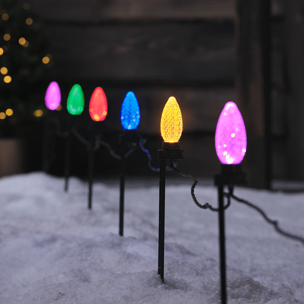 20 LED Multi Coloured Connectable Lights with Ground Stake