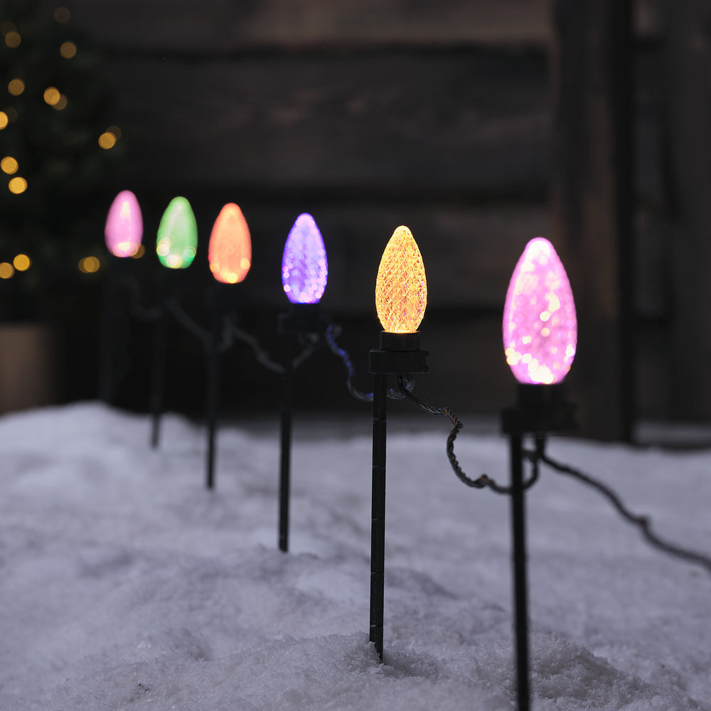 20 LED Multi Coloured Connectable Lights with Ground Stake