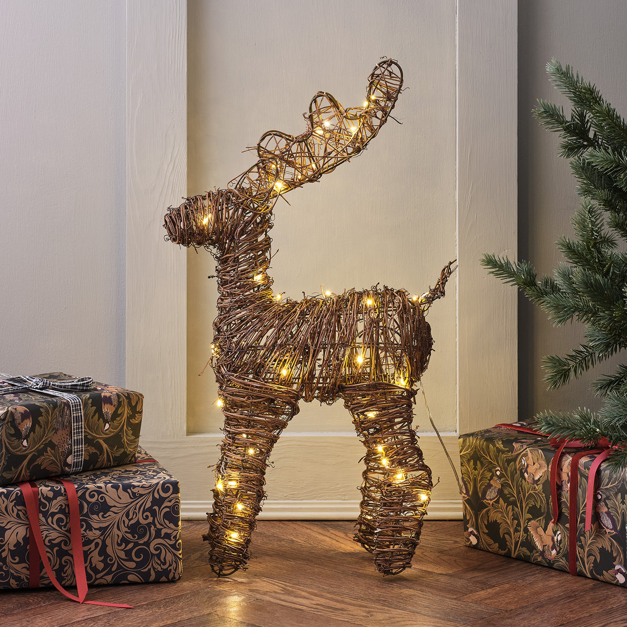 55cm Mini Rattan LED Reindeer Figure