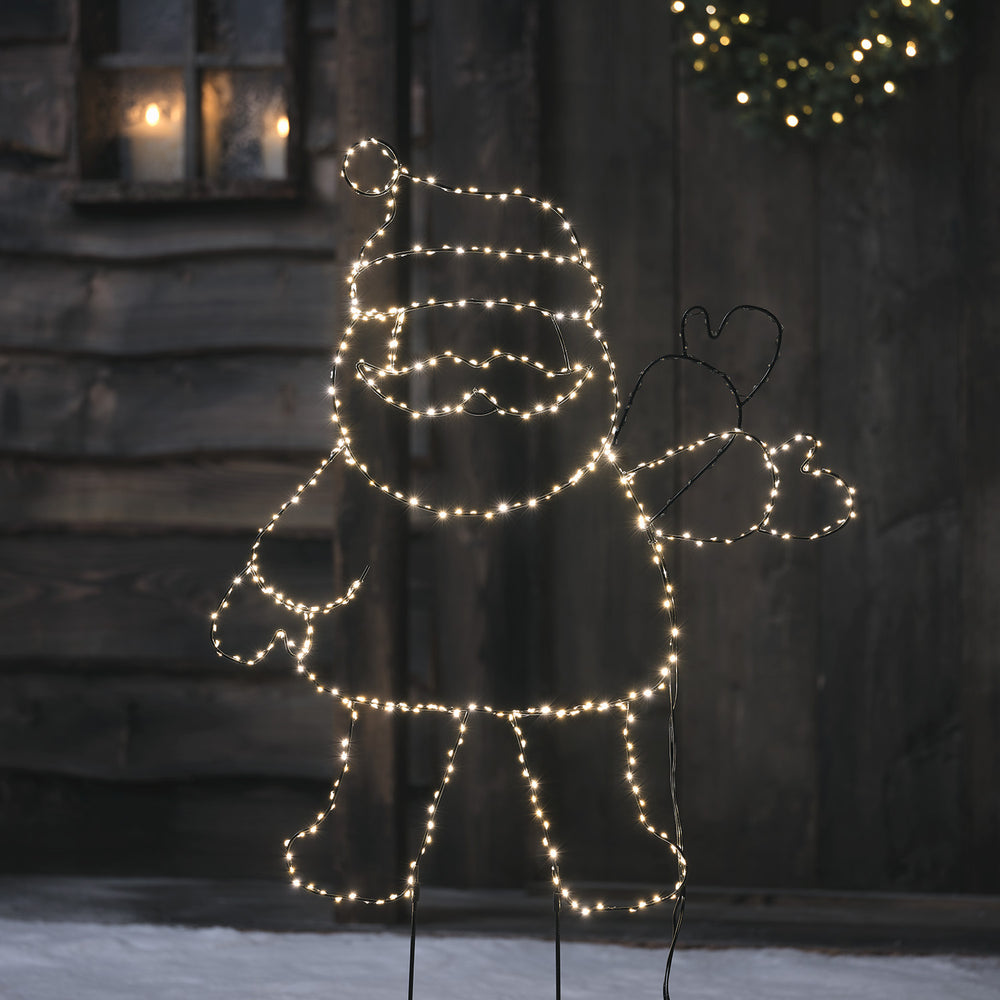 Waving Santa Claus Outline Micro LED Stake Light