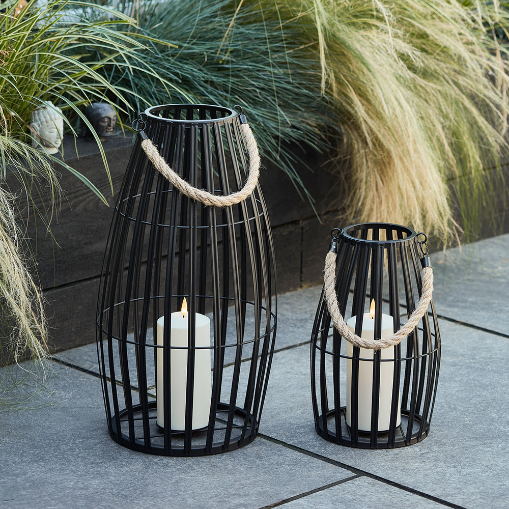 Canberra Slatted Garden Lantern Duo with TruGlow® Candles