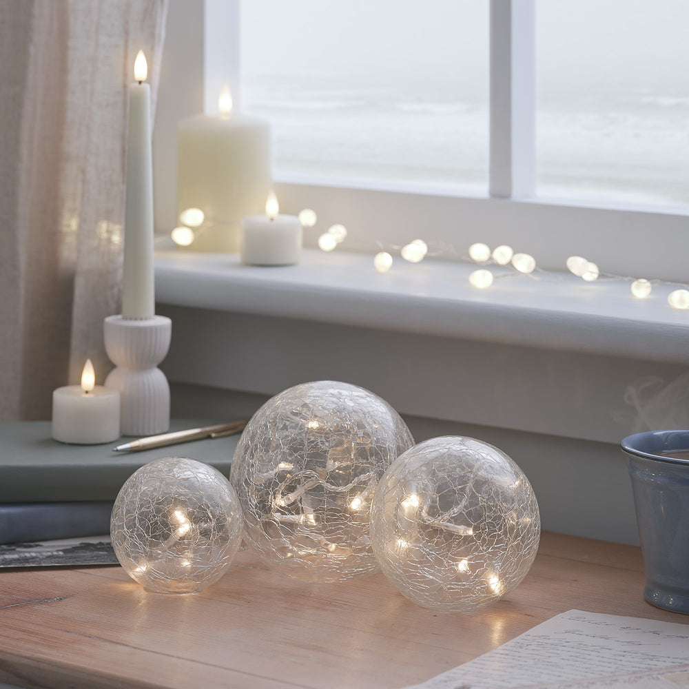 3 Clear Glass Fairy Light Orbs