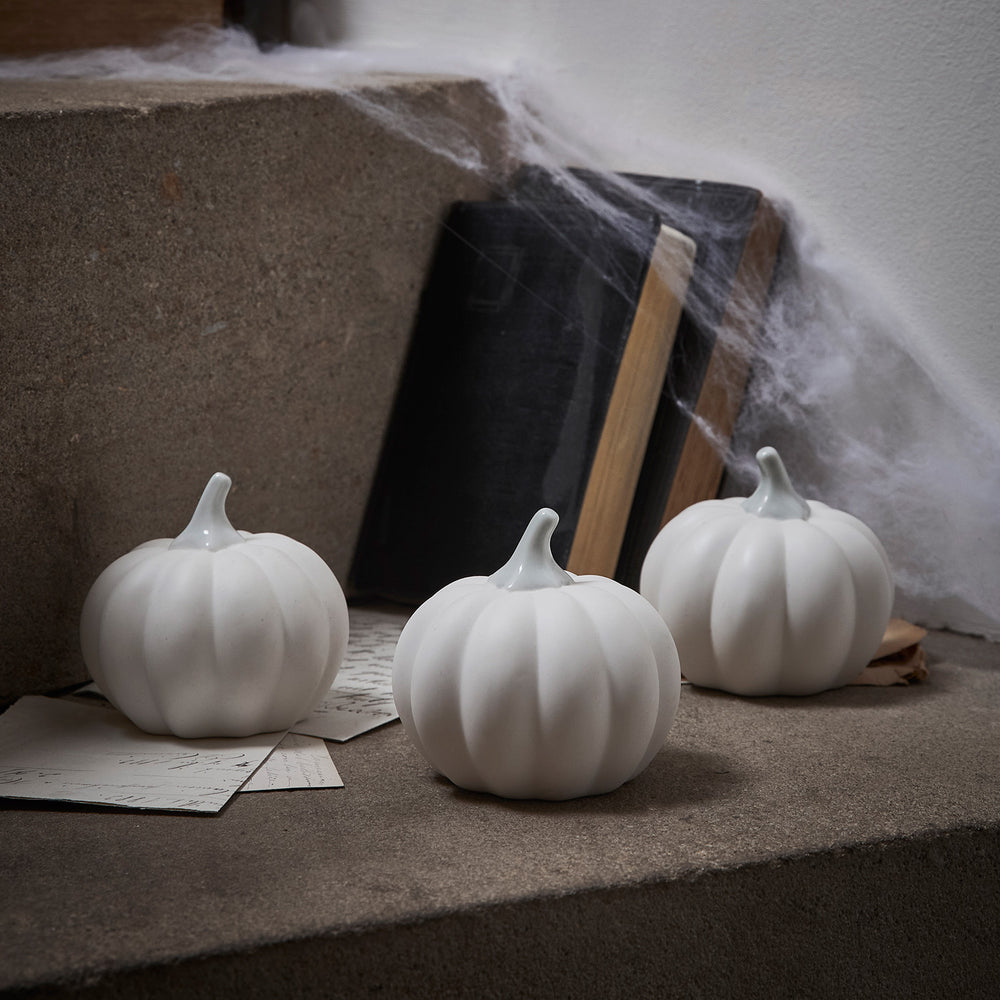 Mini Light Up Ceramic Pumpkin Trio