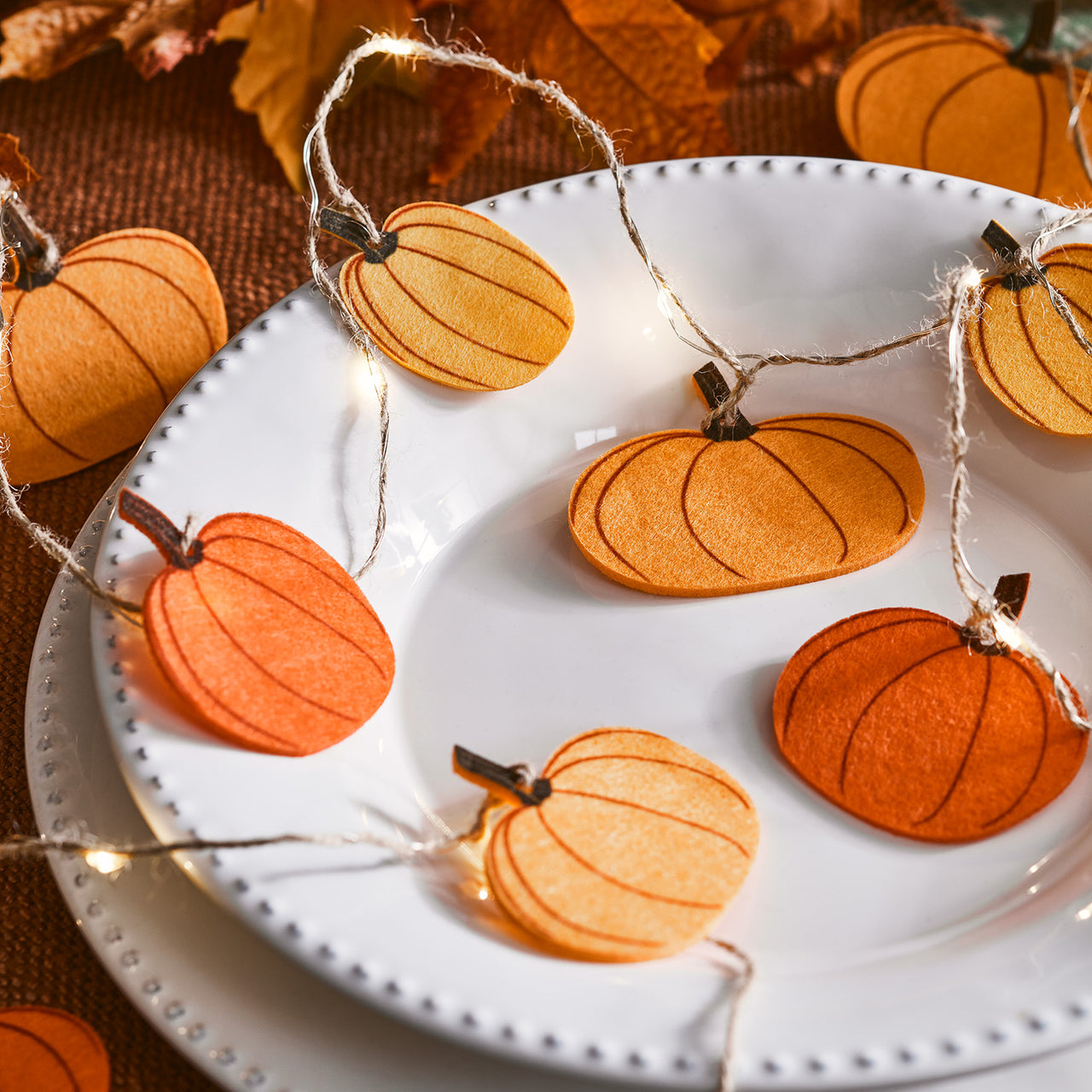 Felt Pumpkin Fairy Light Garland