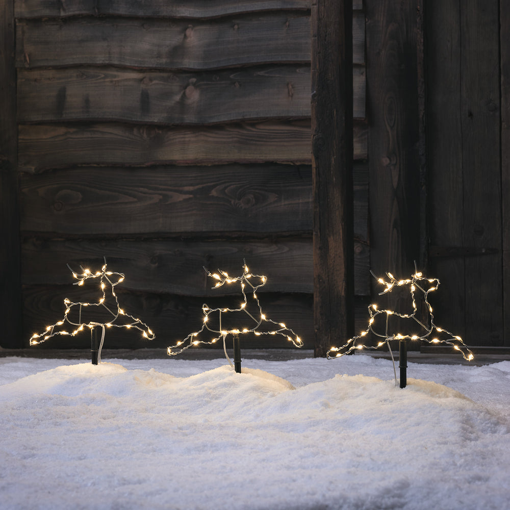 Set of 3 Mini Reindeer LED Stake Lights