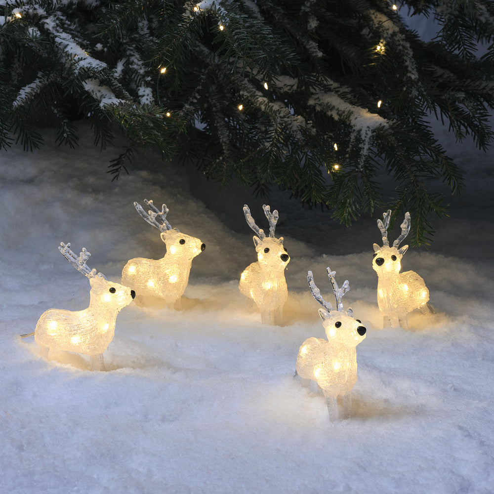 Set of 5 Mini Reindeer LED 3D Figures