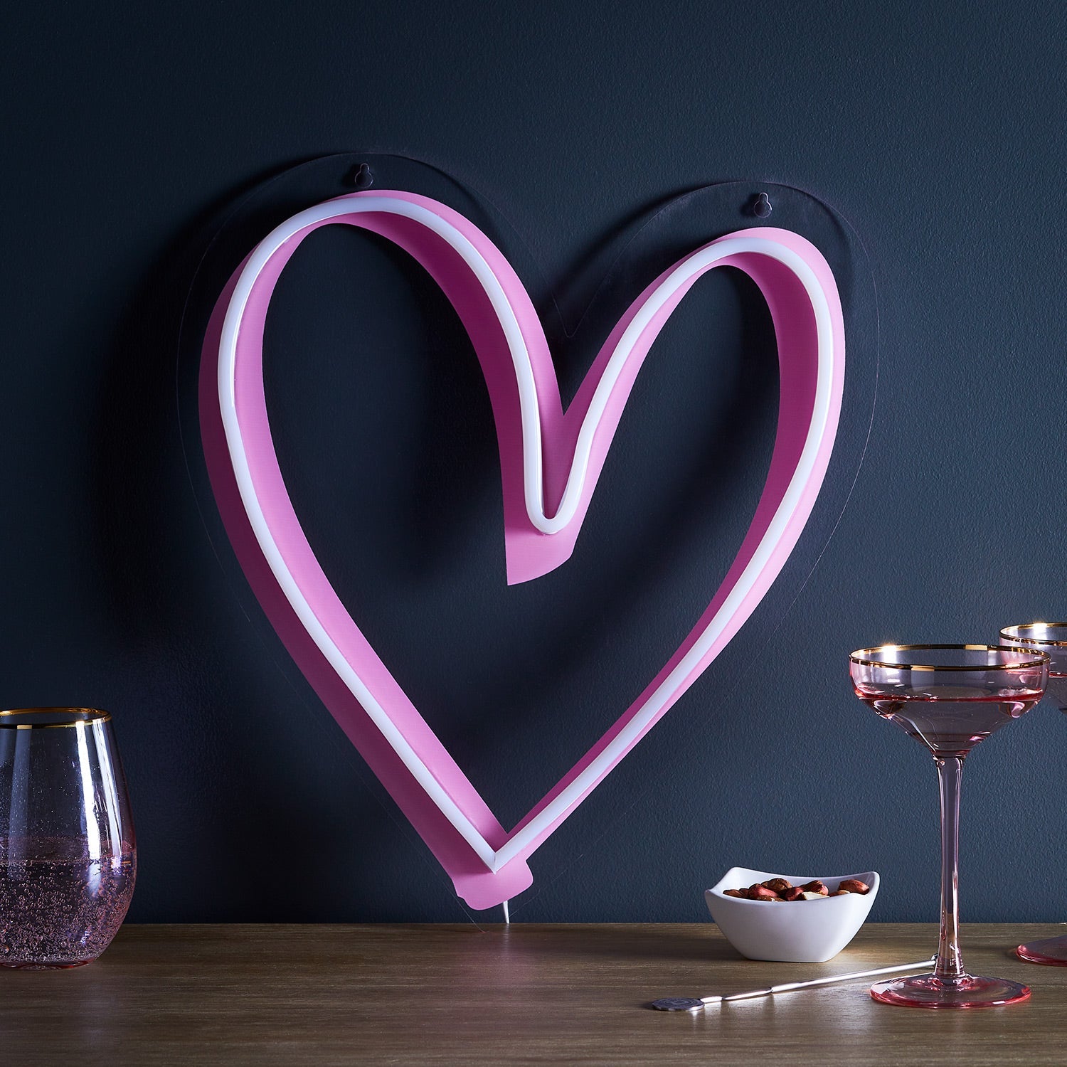 Lovely Bright Pink Instagram Like Heart LED Light Wall factory Decoration