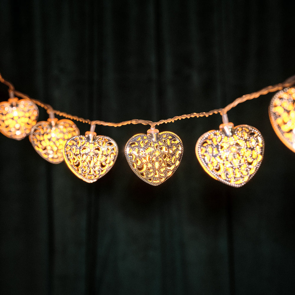 20 LED Silver Filigree Heart Indoor Fairy Lights