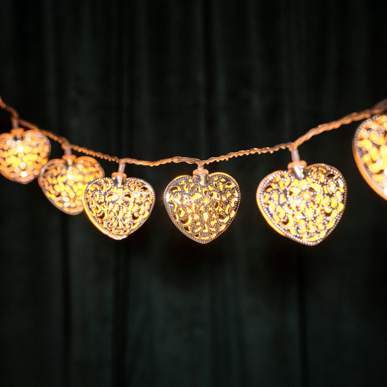 20 LED Silver Filigree Heart Indoor Fairy Lights