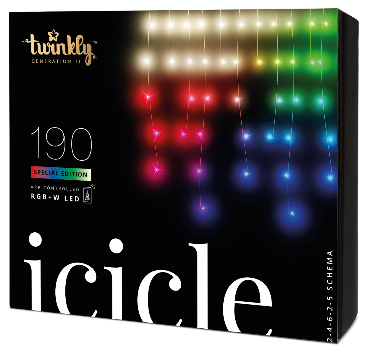 5m 190 LED Twinkly Smart App Controlled Icicle Lights Multi Coloured & White Edition