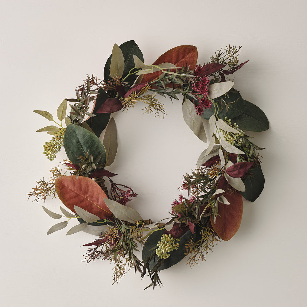 40cm Crisp Leaf Autumn-Winter Wreath