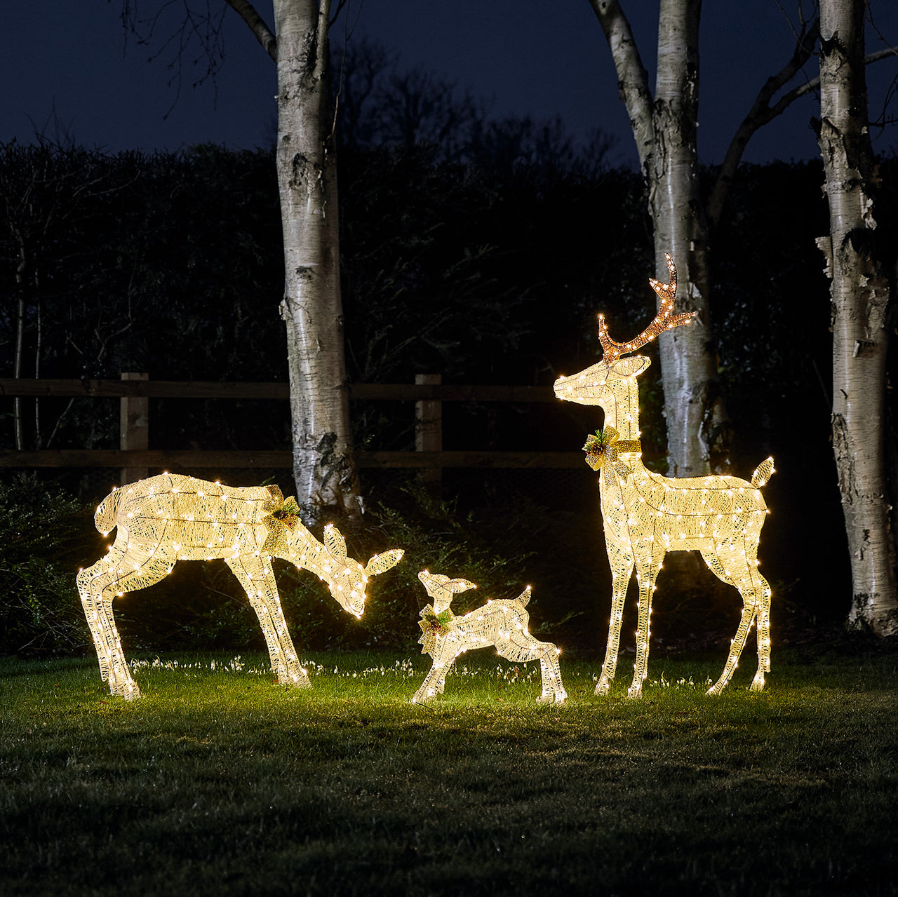 Harewood White Glitter Stag LED Light Up Reindeer