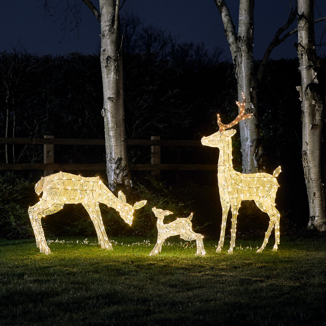 Harewood White Glitter Stag LED Light Up Reindeer