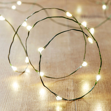 50 Warm White Led Green Micro Fairy Lights