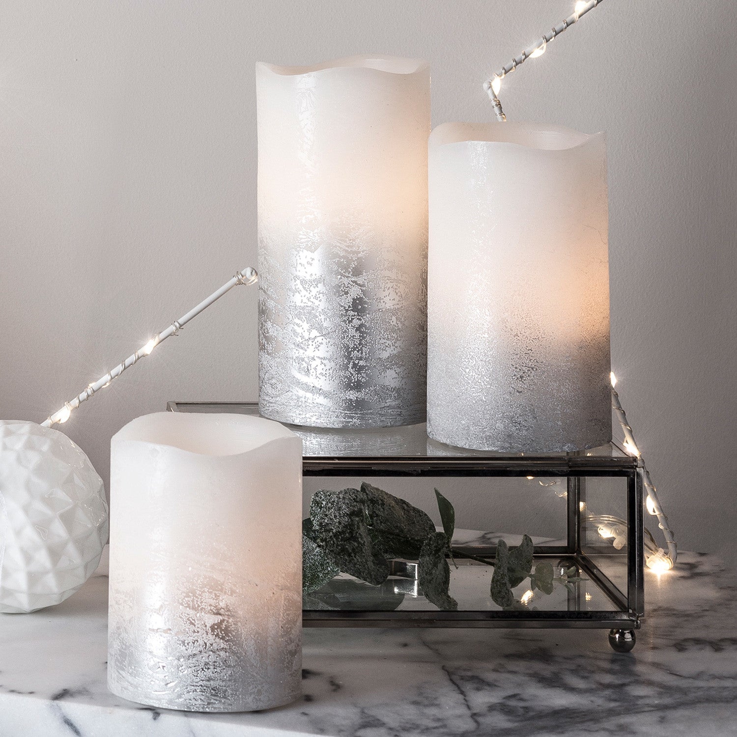 Silver glitter deals led candles