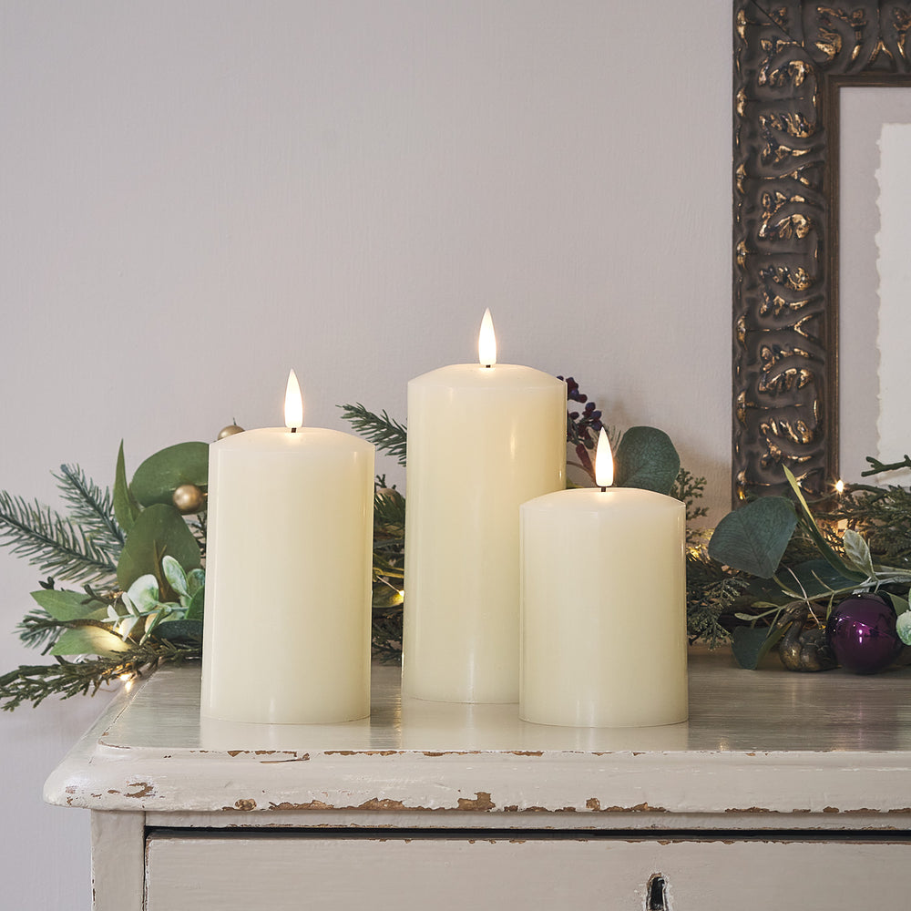 TruGlow® Ivory LED Pillar Candle Trio