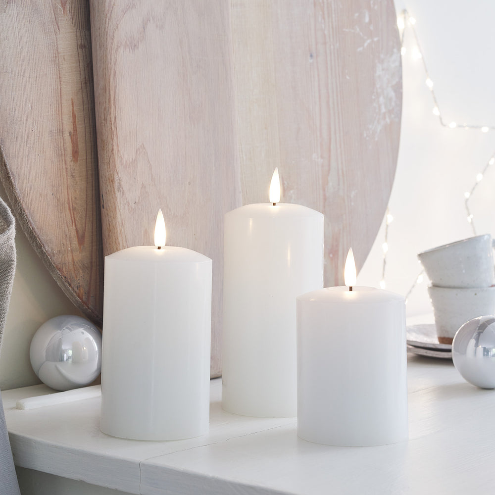 TruGlow® White LED Pillar Candle Trio