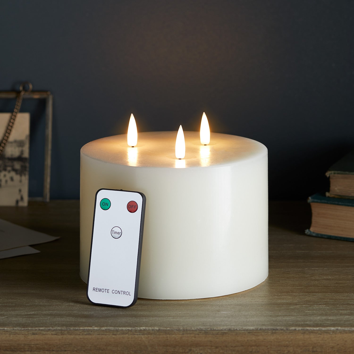 TruGlow Ivory LED 3 Wick Candle with Remote Control Lights4fun