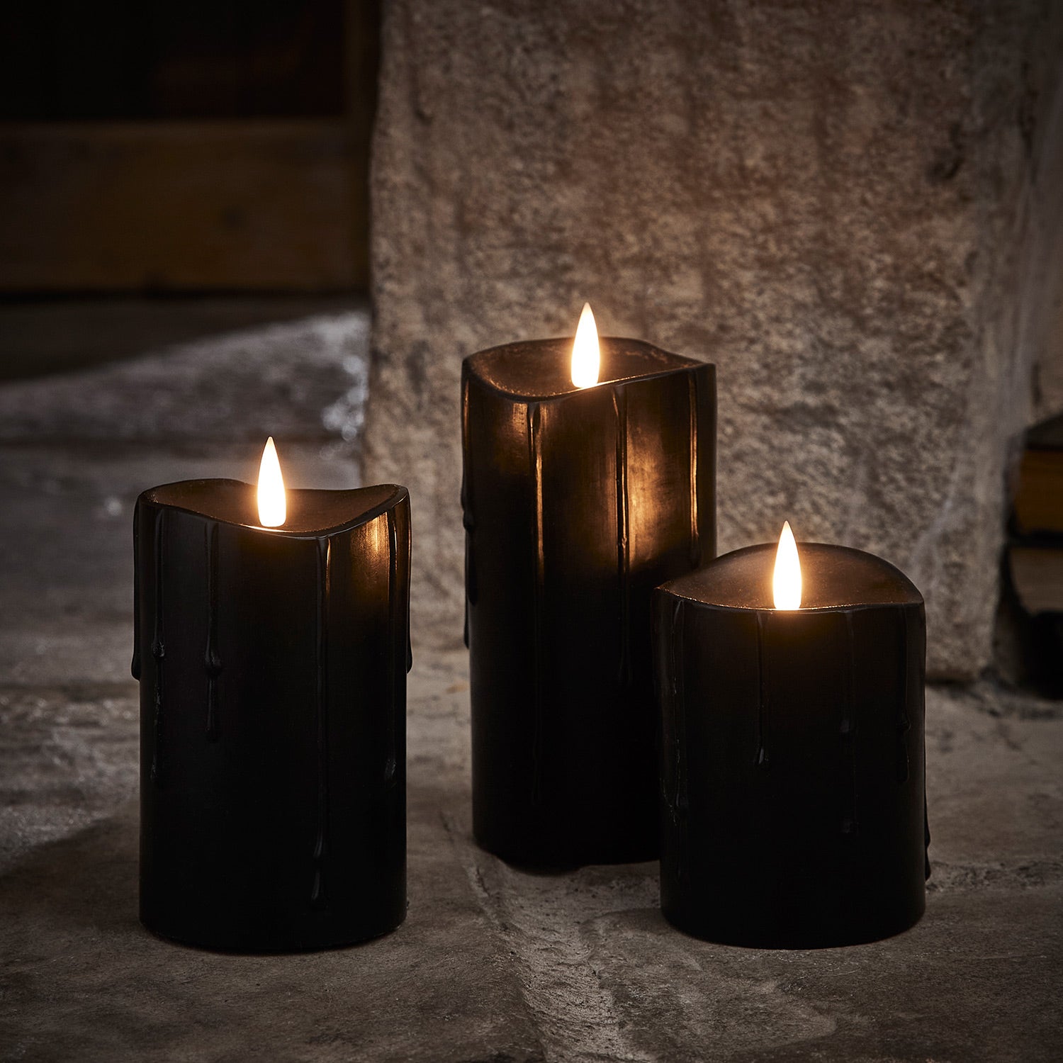 Black flameless deals candles with timer