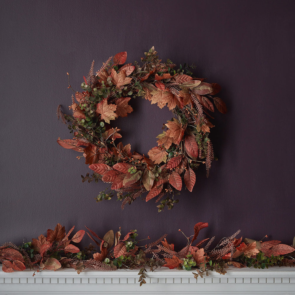 Maple Leaf Autumn Wreath & Garland